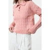 Women Fashion Stylish Polo Neck Standard Sleeve Regular Soft Textured Glittery Knitwear Sweater