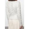 Women Fashion Stylish Crew Neck Standard Sleeve Regular Wide Pattern Foil Printed Knitwear Sweater