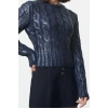 Women Fashion Stylish Crew Neck Standard Sleeve Regular Wide Pattern Foil Printed Knitwear Sweater