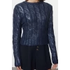 Women Fashion Stylish Crew Neck Standard Sleeve Regular Wide Pattern Foil Printed Knitwear Sweater