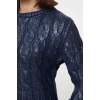 Women Fashion Stylish Crew Neck Standard Sleeve Regular Wide Pattern Foil Printed Knitwear Sweater