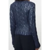 Women Fashion Stylish Crew Neck Standard Sleeve Regular Wide Pattern Foil Printed Knitwear Sweater