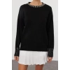 Women Fashion Stylish Crew Neck Standard Sleeve Regular Soft Texture Stone Knitted Sweater