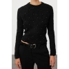 Women Fashion Stylish Crew Neck Standard Sleeve Regular Crop Soft Texture Stone Knitted Sweater
