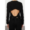 Women Fashion Stylish Crew Neck Standard Sleeve Regular Crop Soft Texture Stone Knitted Sweater