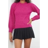 Women Fashion Stylish Crew Neck Standard Sleeve Regular Soft Texture Knitwear Sweater