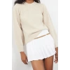 Women Fashion Stylish Crew Neck Standard Sleeve Regular Soft Texture Knitwear Sweater