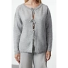 Women Fashion Stylish Crew Neck Standard Sleeve Regular Soft Texture Ribbon Knitwear Sweater-Cardigan