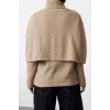 Women Fashion Stylish Stand Collar Standard Sleeve Regular Soft Texture Poncho Knitwear Sweater