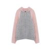 Women Fashion Stylish Stand Collar Standard Sleeve Regular Color Block Zippered Knitwear Sweater