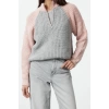 Women Fashion Stylish Stand Collar Standard Sleeve Regular Color Block Zippered Knitwear Sweater