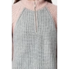 Women Fashion Stylish Stand Collar Standard Sleeve Regular Color Block Zippered Knitwear Sweater