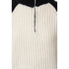 Women Fashion Stylish Stand Collar Standard Sleeve Regular Color Block Zippered Knitwear Sweater