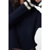 Women Fashion Stylish Crew Neck Standard Sleeve Regular Crop Striped Knitwear Sweater
