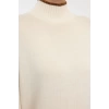 Kadın Moda Şık Dik Yaka Standart Kol Regular Geniş Kalıp Basic Renk Bloklu Triko Kazak