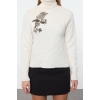 Women Fashion Stylish Turtleneck Standard Sleeve Regular Couple Soft Textured Embroidered Knitwear Sweater
