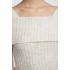 Women Fashion Stylish Carmen Collar Standard Sleeve Regular Collar Detailed Hem Asymmetric Knitwear Sweater