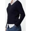 Women Fashion Stylish V Neck Standard Sleeve Regular Basic Cotton Knitted Sweater