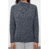 Women Fashion Stylish Asymmetrical Collar Standard Sleeve Regular Collar Detailed Gradient Yarn Knitwear Sweater