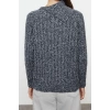 Women Fashion Stylish Asymmetrical Collar Standard Sleeve Regular Collar Detailed Gradient Yarn Knitwear Sweater