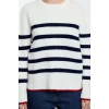 Women Fashion Crew Neck Standard Sleeve Regular Soft Texture Wide Cut Basic Striped Knitwear Sweater