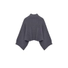 Women Fashion Stylish Stand Collar Standard Sleeve Regular Crop Basic Hair Knitted Sweater