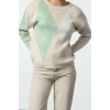 Women Fashion Stylish Crew Neck Standard Sleeve Regular Soft Textured Diamond Patterned Knitwear Sweater