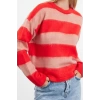 Women Fashion Stylish Crew Neck Standard Sleeve Regular Soft Texture Striped Knitwear Sweater