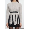 Women Fashion Stylish Crew Neck Regular Sleeve Tassel Knitwear Sweater