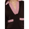 Women Fashion Stylish Polo Neck Standard Sleeve Regular Soft Texture Color Block Knitwear Sweater