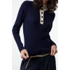 Women Fashion Stylish Carmen Collar Standard Sleeve Regular Stand Collar Knitwear Sweater
