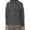 Women Fashion Stylish Stand Collar Standard Sleeve Regular Boucle Yarn Knitwear Sweater