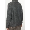 Women Fashion Stylish Stand Collar Standard Sleeve Regular Boucle Yarn Knitwear Sweater