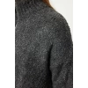 Women Fashion Stylish Stand Collar Standard Sleeve Regular Boucle Yarn Knitwear Sweater