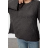 Womens Fashion Stylish Crew Neck Standard Sleeve Regular Wide Cut Peplum Detailed Knitwear Sweater