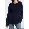 Womens Fashion Stylish Crew Neck Standard Sleeve Regular Wide Cut Peplum Detailed Knitwear Sweater