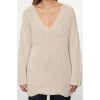 Women Fashion Stylish V Neck Standard Sleeve Regular Wide Pattern Basic Knitwear Sweater