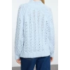 Womens Fashion Stylish Stand Collar Standard Sleeve Regular Soft Texture Wide Pattern Openwork Hole Knitwear Sweater