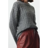 Kadın Moda Şık Bisiklet Yaka Standart Kol Regular Yumuşak Dokulu Basic Triko Kazak