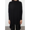 Women Fashion Stylish Crew Neck Standard Sleeve Regular Wide Fit Stand Collar Knitwear Sweater