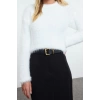 Women Fashion Stylish Crew Neck Standard Sleeve Regular Crop Wide Pattern Bearded Knitwear Sweater
