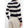 Women Fashion Stylish V Neck Regular Sleeve Regular Crop Striped Knitwear Sweater