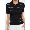 Women Fashion Stylish Polo Neck Standard Sleeve Regular Striped Knitwear Sweater