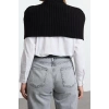 Women Fashion Stylish Stand Collar Standard Sleeve Crop Turtleneck Knitwear Sweater