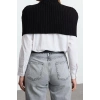 Women Fashion Stylish Stand Collar Standard Sleeve Crop Turtleneck Knitwear Sweater