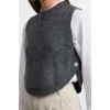 Women Fashion Stylish Crew Neck Regular Sleeve Crop Soft Texture Buttoned Knitted Sweater