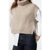 Women Fashion Stylish Turtleneck Regular Sleeve Crop Soft Textured Knitted Sweater