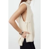 Women Fashion Stylish Turtleneck Regular Sleeve Functional Side Button Knitted Sweater