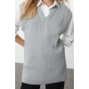 Women Fashion Stylish V Neck Standard Sleeve Regular Knitted Sweater