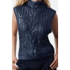 Women Fashion Stylish Stand Collar Standard Sleeve Regular Foil Printed Knitwear Sweater